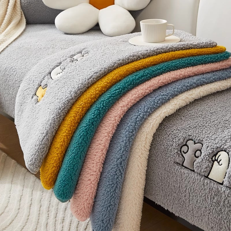 Copertura Per Divano Antiscivolo in Peluches - Motivo Zampa di Gatto