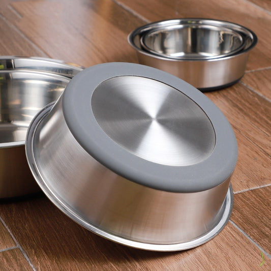 Ciotola per Animali in Acciaio Inox con Base in Silicone – Perfetta per Cibo e Acqua, per Cani e Gatti