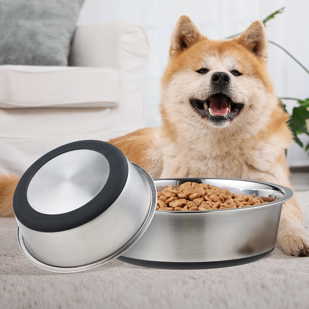 Ciotola per Animali in Acciaio Inox con Base in Silicone – Perfetta per Cibo e Acqua, per Cani e Gatti