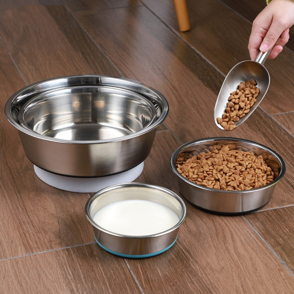 Ciotola per Animali in Acciaio Inox con Base in Silicone – Perfetta per Cibo e Acqua, per Cani e Gatti