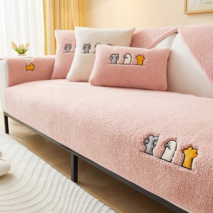 Copertura Per Divano Antiscivolo in Peluches - Motivo Zampa di Gatto